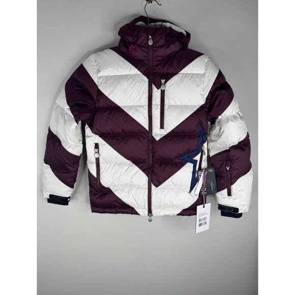 Perfect Moment Super Mojo Striped Puffer Down Jacket Burgundy Youth Size 10 NWT - Picture 5 of 10